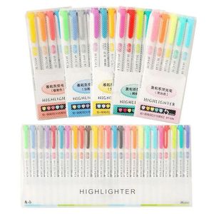 25 colores Lindo marcador de arte de resumen de doble cabeza de doble cabeza Sofe Color Fluorescent Pen School Stationery 240517