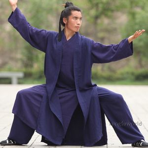 25 couleurs lin 3 pièces wudang taoïstes shaolin moine robe tai chi kung fu costs martial wing chun uniformes