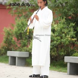 25 couleurs lin wudang taoist shaolin moine long robe wushu kung fu tai chi uniformes arts martiaux