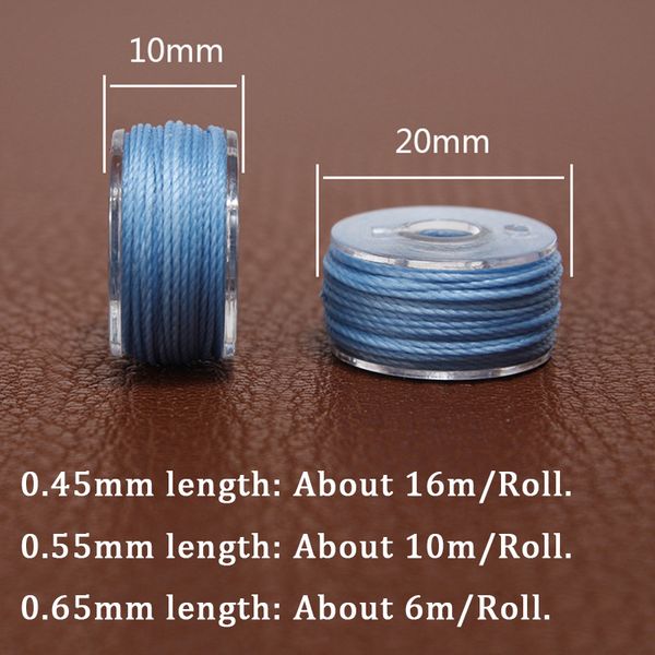 25 couleurs coudre le fil rond à cire polyester, corde à main faire des chaussures de réparation de couture en cuir tisser le tricot bricolage 0,45 / 0,55 / 0,6 mm