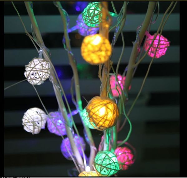 25 fleurs séchées boule de rotin branches lumières d'anniversaire led lumières décoratives LED petite boule lumières d'arbre de Noël