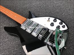 25 Elektrische gitaar, Rickenback-6 string elektrische gitaar, felzwarte verf, hoogwaardige materiaal, dubbele rand, op maat