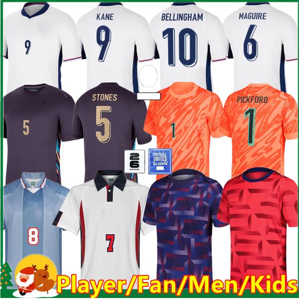 25 Angleterre 24 Shirt Football Bellingham Rashford Kane 2024 Euro Cup 2025 Soccer Jersey Team National Team Home White Away Men Kid Kit Women Saka Rice Foden S-4XL 20 20