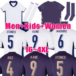 25 Engeland voetbalhirt Bellingham Rashford Kane 24 Euro Cup 2025 Soccer Jersey National Team Home White Away Away Purple Men Kids Kit Set Women Saka Rice Foden
