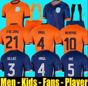 25 Euro Pays-Bas MEMPHIS Coupe d'Europe 23 24 Holland Club Jersey JONG VIRGIL DUMFRIES BERGVIJN 2024 KLAASSEN BLIND DE LIGT Hommes Enfants Kit Maillot de Football