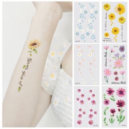 25 soorten Daisy Bloemen Tijdelijke Tattoos Waterdichte Nep Tattoo Stickers Wegwerp tatuajes temporales Festival Accessoires