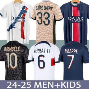 25 Maillot Mbappe Jersey Kids Football Kits 23 24 Player Versie Training Pre Match Maglia Paris Home Away Hakimi Fabian Vitinha O Dembele Soccer Jerseys