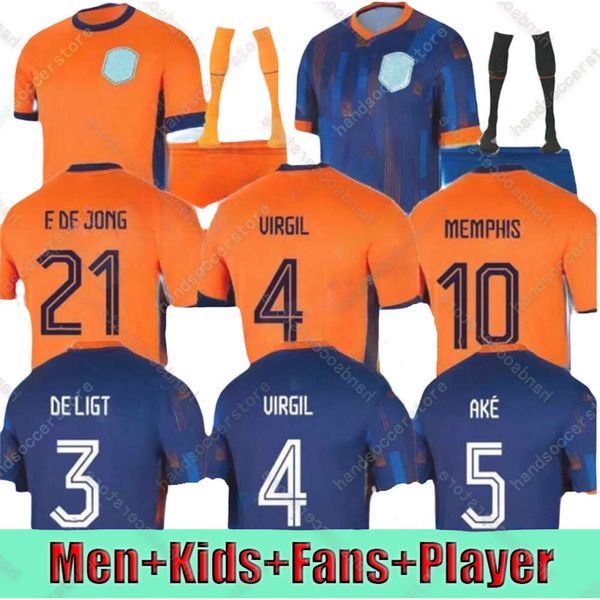 25 Nederland Euro Cup Memphis 23 24 Nederland Club Jersey Young Virgil Dumfries Bergvijn Jersey 2024 Klaassen Blind de Ligt Heren Kids Kit Voetbalshirt