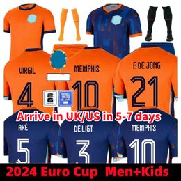 25 Pays-Bas Memphis Coupe d'Europe 23 24 Holland Club Jersey Jong Virgil Dumfries Bergvijn 2024 Klaassen Blind de Ligt Men Kid Kit Football Shirt