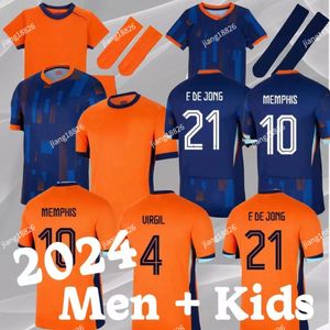 25 Nederland Memphis Soccer 23 24 Holland Club Jersey Jong Virgil Dumfries Bergvijn Shirt 2024 Klaassen Blind de Ligt Men Kids Kit voetbalshirt