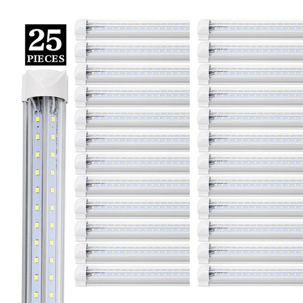 25/pacote porta do refrigerador integrado v forma tubo de luz de 8 pés 6500K 65W 90W lente transparente