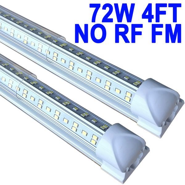 Lot de 25 lampes LED T8 pour magasin 1,2 m 72 W 6 500 K lumière du jour blanc connectable NO-RF RM LED tube intégré avec couvercle transparent, barre lumineuse LED pour garage, établi crestech
