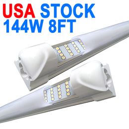 Lot de 25 lampes LED T8 pour magasin, 2,4 m, 144 W, 6 500 K, lumière du jour, blanc lumière du jour, raccordables, tube intégré avec couvercle laiteux, barre lumineuse LED pour garage, atelier, établi, grange crestech