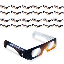 Paquet de 25 lunettes Eclipse solaires de qualité supérieure, certifiées ISO 2024, pour une visualisation directe du soleil, fabriquées par une usine approuvée par la NASA