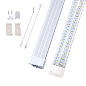 Tube LED intégré de 2,4 m en forme de V, 72 W, 100 W, 144 W, fonctionne sans ballast T8, couvercle de lentille transparent, blanc froid 6000 K, lot de 25