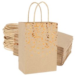 25 stks Gift Bag Ramadan Kraft Papieren Bag met Handgrepen Bruiloft Kerst Festival Gift Tassen Herdenkingsverpakking Gunstzak 211014