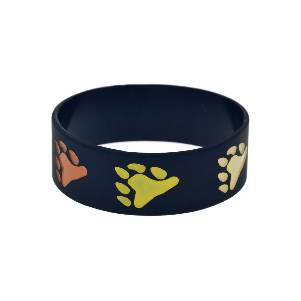 25 Stcs Pride Silicon Gummi -Armband -Bärenklauen -Logo ein Zoll weit schwarz