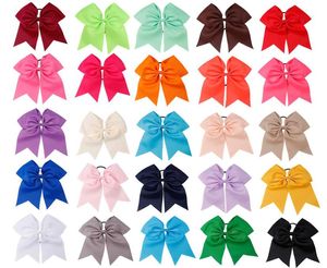 25 Pcslot 7quot Solid Cheer Bows Coloré Élastique Bandes De Cheveux Gros-Grain Queue De Cheval Arcs De Cheveux Pour Enfants Filles Accessoires De Cheveux Y20073851343