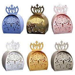 25 pièces / pack Love Heart Crown Laser Cut Crow Gift Chocolate Chocolate Candy Box Baby Shower Party Supplies 231227