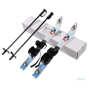 25-inch kinderskiset voor kinderen Boardskiën Snowboardbindingen met skistok Cadeau voor buitensporten voor kinderen