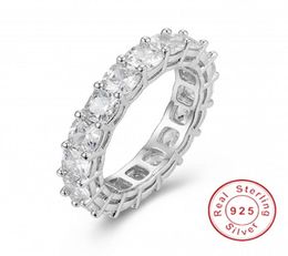 25 Silver Pave Cushion Cut Full Square Diamond Cz Eternity Banda Conocimiento de la Boda Anillos de piedra Tamaño 56789105511007