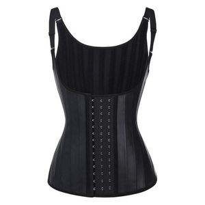 25 Shaper deshuesado de acero Desgaste Cincher de cintura Halter brillante Underbust Corsé de látex Chaleco de goma para adelgazar Modelado Correa Entrenador de cintura Bu279k