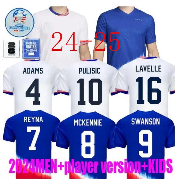 25 USWNT USAS Soccer Jersey Camisetas de fútbol 4 estrellas Mujeres Kits para niños USMNT 23 24 Maillot de Foot Men Concacaf Gold Cup 2024 Mundo femenino McKennie Smith Morgan