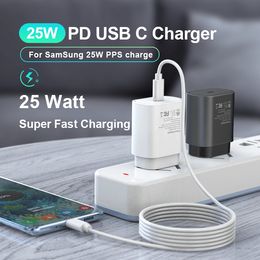Chargeur de téléphone PD 25 watts Samsung S22 S21 S20 Note 10, adaptateur de charge rapide avec boîte