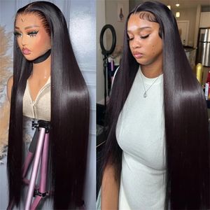 Perruque Full Lace Wig 250% 360 pre-plucked, cheveux naturels brésiliens, lisses, 13x4, 13x6, HD, 36 pouces, pour femmes