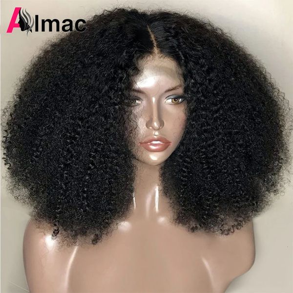 250% densité Afro crépus bouclés cheveux humains perruques pour les femmes indien 13x4 dentelle frontale perruque 4x1 T partie avec Transparent Remy 240130