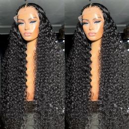 250 Dichtheid Deep Wave 30 40 inch 13x4 Lace Front Haren Haar Wig Braziliaanse HD Transparante frontale gluess -krullende pruik