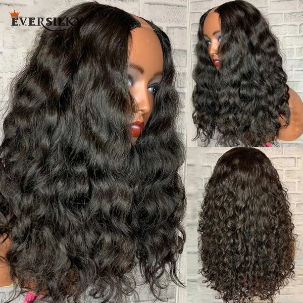 250 Dichtheid Diepe Golf Echt Haar Volledige Machine Gemaakt U Part Pruik voor zwarte Vrouwen met Kammen en Bandjes Indian Remy Humans Hair Half Wig Bouncy Curly 30inches