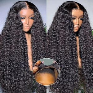 250% perruques humaines pré-tournées sans glue proue à l'onde profonde Frontal Wig 13x4 HD Lace Curly Hair Prépared 240419