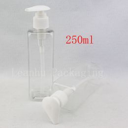 Emballage cosmétique carré transparent de 250 ml X 28 pièces avec distributeur de savon liquide, flacons à pompe pour shampooing, lotions cosmétiques