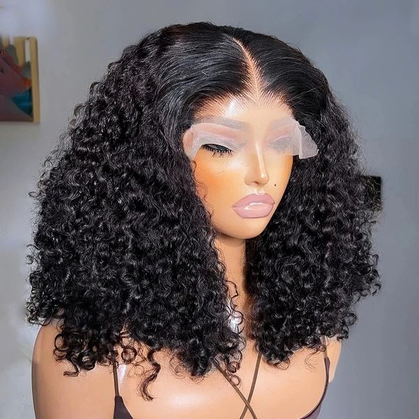 Perruque Bob Lace Frontal Wig naturelle, cheveux courts bouclés, 13x4, 13x6, Deep Wave, avec Closure 5x5, sans colle, 250%