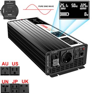 2500W Pure Sine Wave Power Inverter 12V/24V/48V DC tot 110V 220V AC LCD -scherm