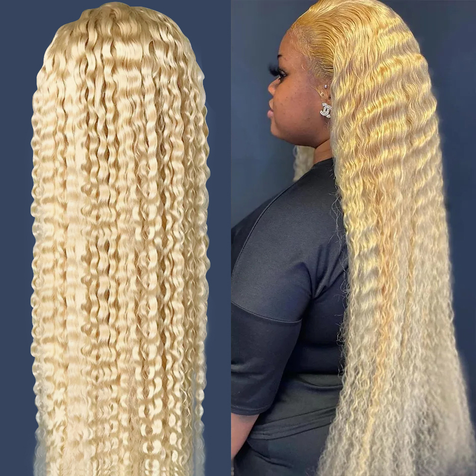 250Density 40 Inch 613 Hair Wigs Honey Blonde Deep Wave Brazilian Full 13x4 Lace Frontal Wigs Transparent Synthetic Lace Front Wigs Preplucked Hair Products