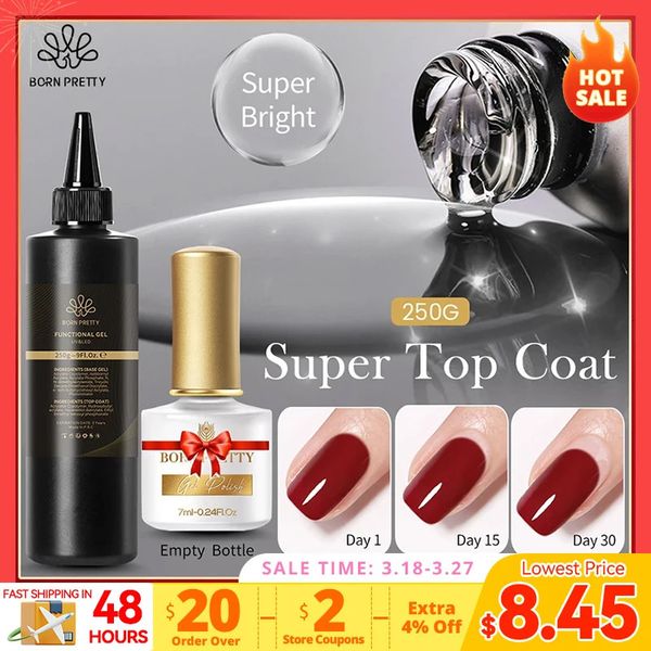 Gel de base 250g Super Top Coat Matte Top Coat Gel Polon Polon Off UV Gel LED Vernis Gel fonctionnel Salon de manchage 240318