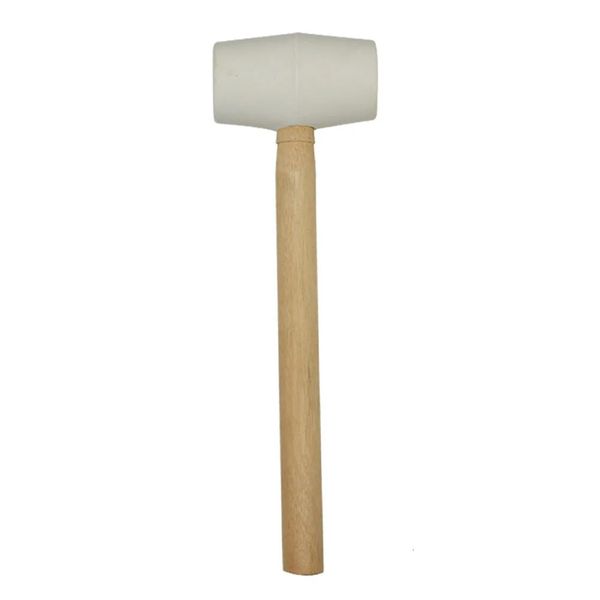 250g marteau en caoutchouc blanc maillet manche en bois pour l'installation de carrelage décoration marteau en caoutchouc outils à main équipement d'atelier 240112