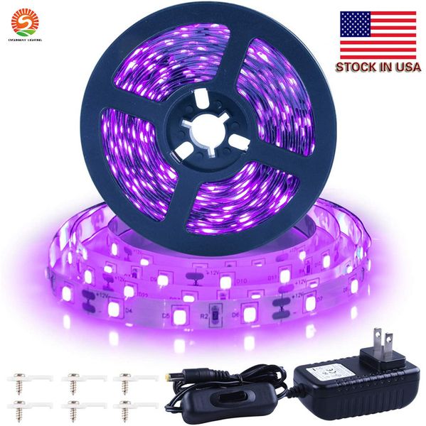 Tira de luz negra UV de 250M Luces de cuerda negras flexibles Kit de luz negra UV de 12V Cumpleaños Escenario de Halloween Fiesta de baile fluorescente Decoración del hogar