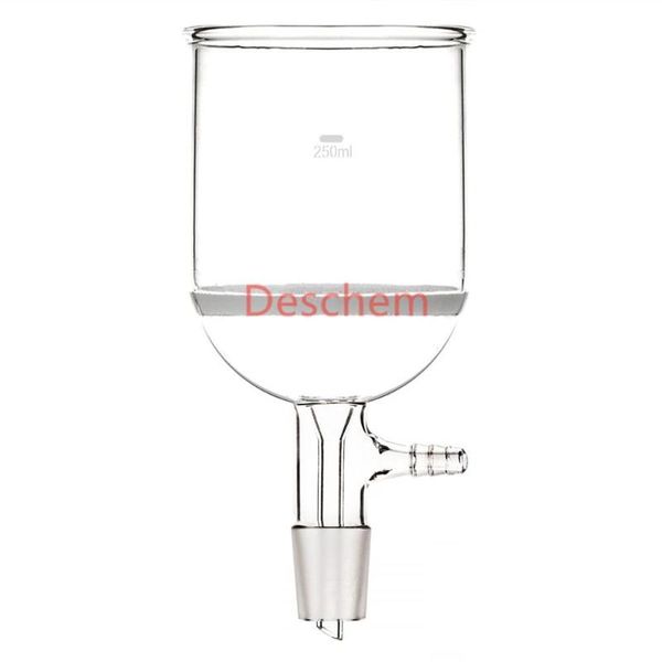 250ml 24/29 verre Buchner entonnoir filtre grossier avec adaptateur de tuyau 10mm fournitures de verrerie de laboratoire
