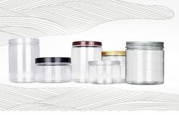 250 ml 350 ml de petits bocaux de compagnie en plastique transparents avec couvercle en aluminium transparent un bocal d'échantillon cosmétique vide avec couvercle en stock11796205
