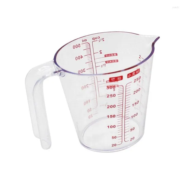 250ml/500ml Juego de tazas con mango transparente multifuncional Báscula de plástico Vaso de medición Herramientas para hornear Cocina