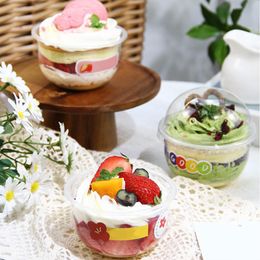 250ml 500ml Plastic Dessert Cups with Dome Lids,No Hole Disposable Snack Bowls for Pudding,Parfait,Fruits,Ice Cream,Cake