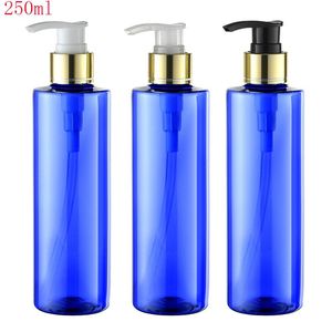 Bouteilles en plastique cosmétiques de pompe de lotion de vis en aluminium de crème pour le corps de 250 ml, bouteille de shampooing de savon liquide de 250g avec le distributeur