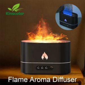 Humidificateur de flamme de 250ml, 1, 3, 5H, USB, synchronisation intelligente, diffuseur d'arôme électrique, Simulation de lampe de nuit de feu