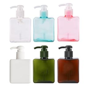 Botellas de loción cuadradas con bomba PETG de 250ml, Gel de ducha, botella desinfectante para manos, embalaje cosmético, caja de plástico, 6 colores