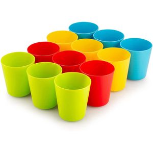 Vasos de plástico de 250 ml, reutilizables, sin BPA, aptos para lavavajillas, vasos multicolores para interiores y exteriores con calidad de restaurante