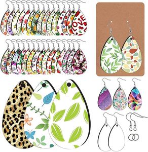 250 pièces boucles d'oreilles à sublimation thermique noire transfert à chaud boucles d'oreilles goutte d'eau pendentif bande boucles d'oreilles lien