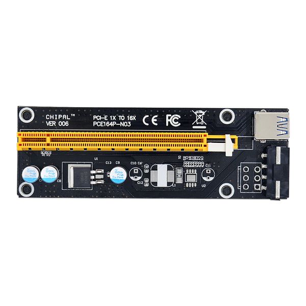 Freeshipping 250pcs / lot Alto rendimiento 60CM PCI-E 1X a 16X Riser Card Extender Converter + USB 3.0 Cable / SATA a 4Pin IDE Power Wire